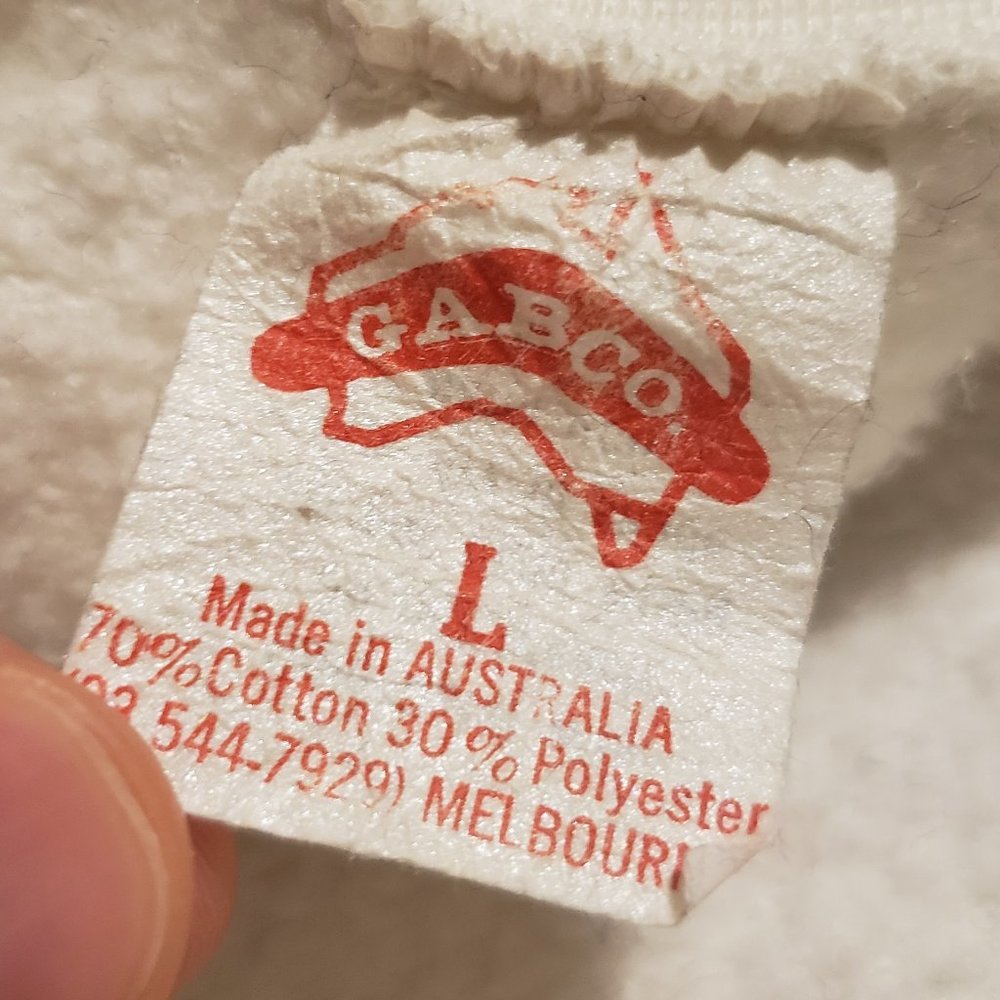 Vintage GABCO Flag Sweater White Red Blue Men's Large L Made in Australia Retro - Picture 10 of 14